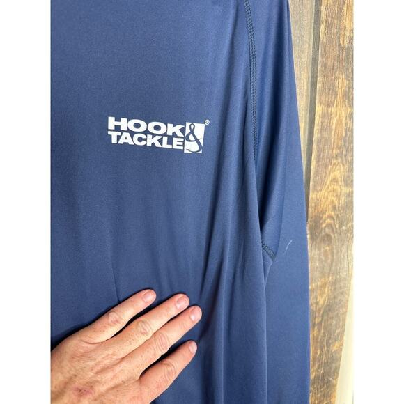 Hook and Tackle Shirt Men’s Large White American Flag Fish Graphic Polyester - Picture 3 of 6